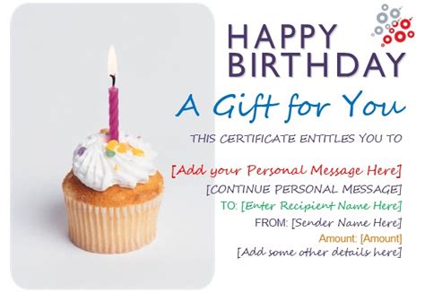 Birthday Editable Gift Certificate Template : Birthdays and anniversaries, hanukah and easter ...