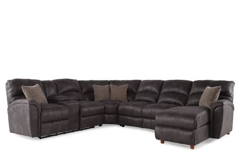 Microfiber 118" Power Reclining Sectional in Gray | Mathis Brothers ...