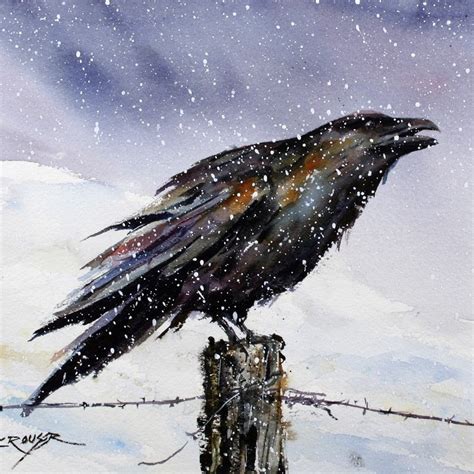 RAVEN in Snow Watercolor Print by Dean Crouser | Etsy