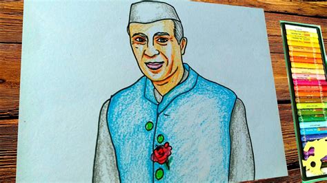 Jawaharlal nehru drawing with pastel color||how to draw children's day ...