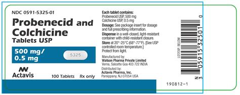 Probenecid and Colchicine (Actavis Pharma, Inc.): FDA Package Insert ...