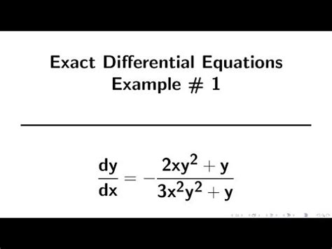 Differential Equations | Exact Equations Example 1 - YouTube