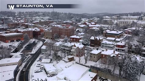 Beautiful drone video high above Staunton, Virginia on Sunday. Western Virginia was a winter ...