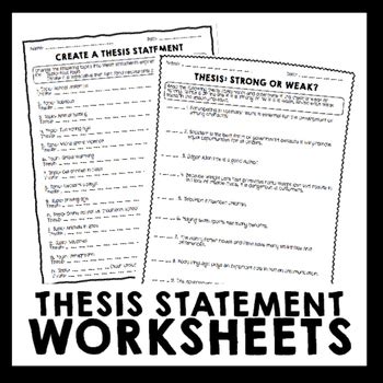 Thesis Statement Worksheet Packet & Printables by Erika Forth | TpT