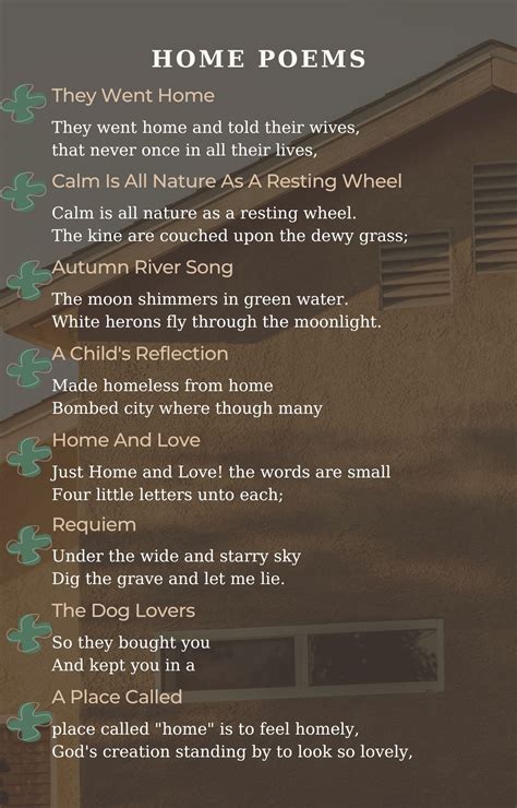 Home Poems - Best Poems For Home