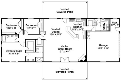 open concept rancher floor plans 1600 sq foot - Google Search | Floor plans ranch, Farmhouse ...