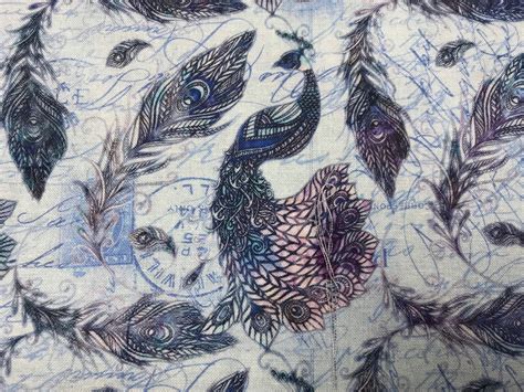 100% Cotton Peacock print fabric from Timeless Treasures. | Etsy