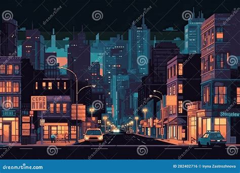 City Pixel Art. Buildings Pixel Art. Houses Pixel Art. Pixel Art 8 Bit. Royalty-Free ...