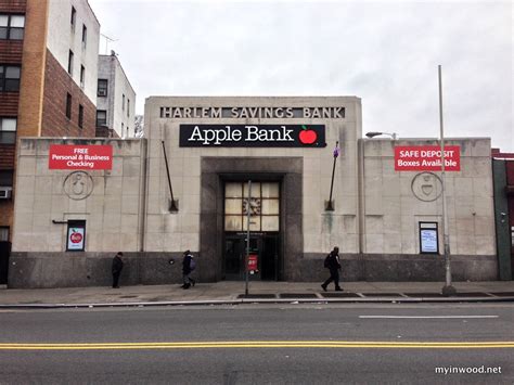 Apple Bank in January of 2016. The old Harlem Savings Bank sign is hiding beneath the Apple Bank ...