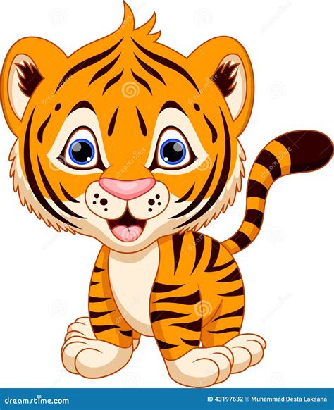 Cute baby tiger cartoon stock illustration. Image of kitten - 43197632