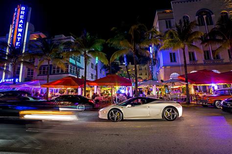 Ocean Ave at Night Miami Florida The Breakwater Photograph by Toby McGuire - Fine Art America