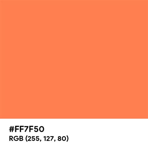 Coral color hex code is #FF7F50