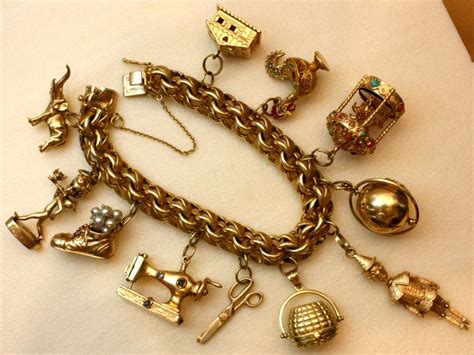 Wonderfully Rare Vintage Charm Bracelet at 1stDibs | vintage gold charm bracelet, vintage charm ...