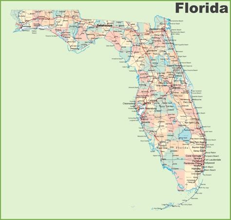 Florida road map with cities and towns - Ontheworldmap.com