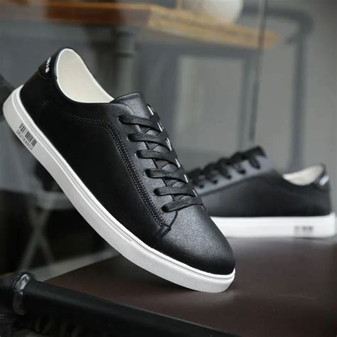 Hemmyi classic style solid color black white men casual shoes male shoes adult footwear mens ...