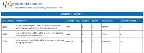 Agile Product Backlog Template