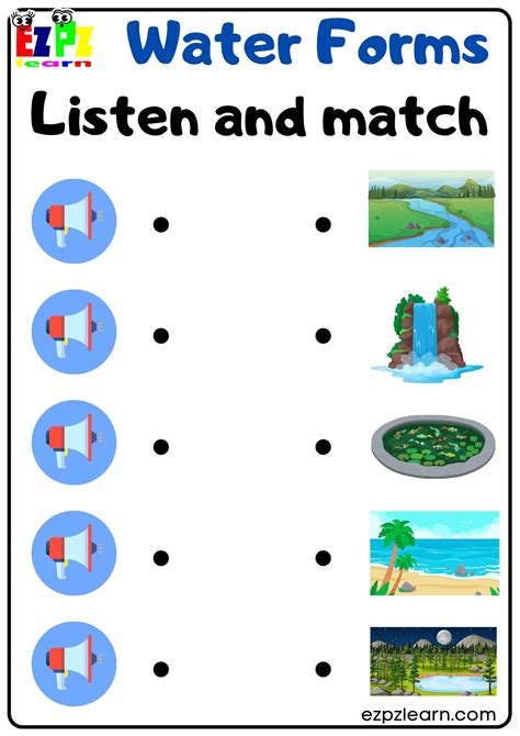 Water Forms Vocabulary Interactive Worksheet Listen and Match the Correct Images Activity for ...