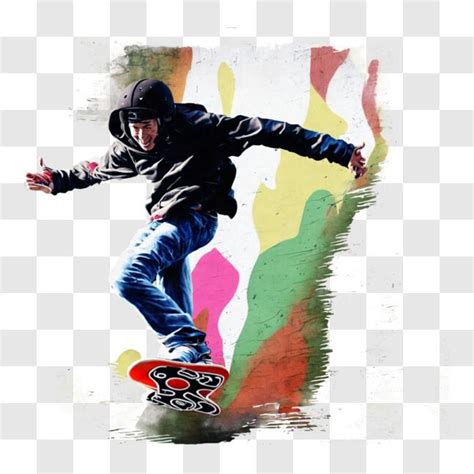 Download Skateboarding Tricks with Colorful Background PNG Online - Creative Fabrica