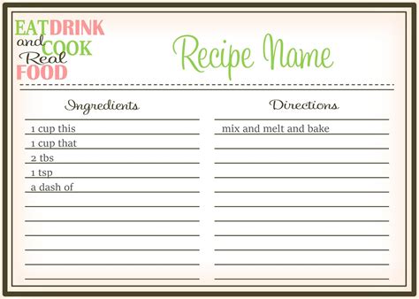 Full page free editable recipe templates for microsoft word - numberasl