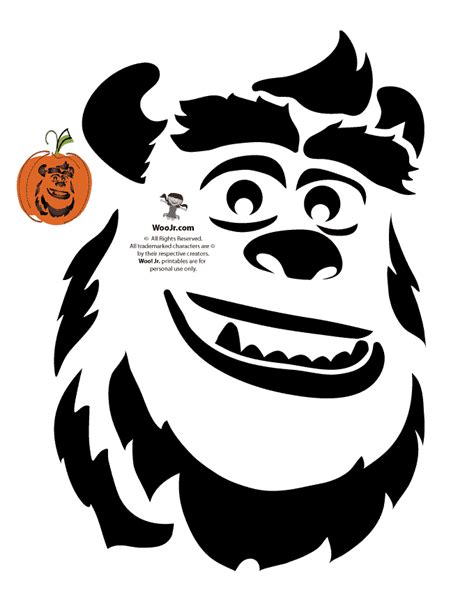 James P. Sullivan "Sully" Pumpkin Stencil Disney Pumpkin Carving ...