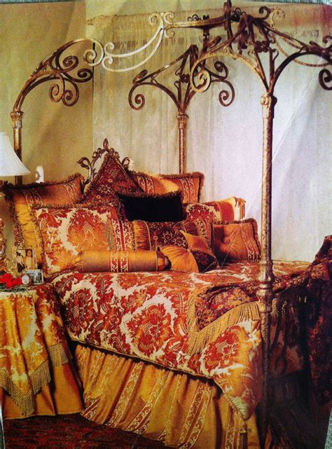 Gold painted wrought iron canopy bed | Iron canopy bed, Wrought iron beds, Beautiful bedrooms