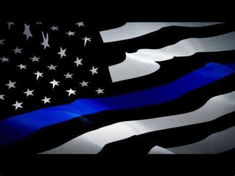 USA flag waving in wind video footage Full HD. Realistic Thin Blue Line Flag. Police flag Full ...