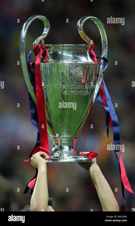 Barcelona celebrate with the UEFA Champions League Trophy Stock Photo ...