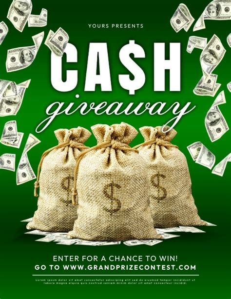 Cash Giveaway Contest Enter To Win Flyer | PosterMyWall