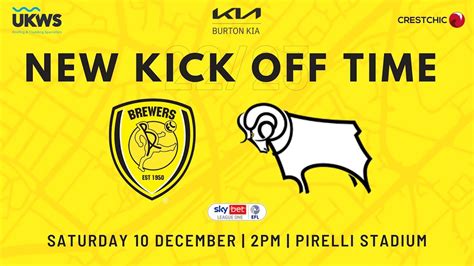 CHANGE OF KICK OFF TIME FOR DERBY GAME - News - Burton Albion