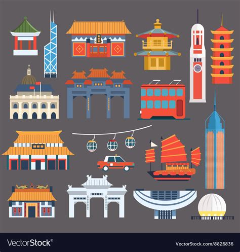 Chinese Symbolic Landmarks Collection Royalty Free Vector