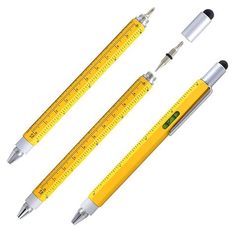 Jiulyning 6 in 1 Tech Tool Pen with Ruler, Levelgauge, Ballpoint Pen ...