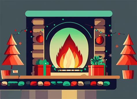 Premium AI Image | Christmas fireplace on white background