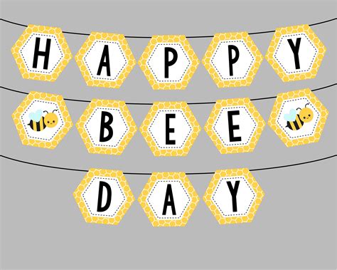 Printable HAPPY BEE DAY banner for Bee Birthday Party. | Etsy