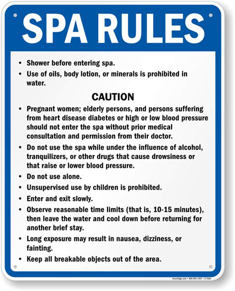 North Carolina Spa Rules And Regulations Sign, SKU: S-7656