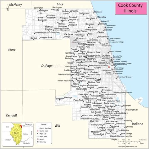 Map of Cook County, Illinois - Where is Located, Cities, Population ...