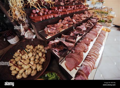 Basturma meat and ham cheese mushrooms Stock Photo - Alamy