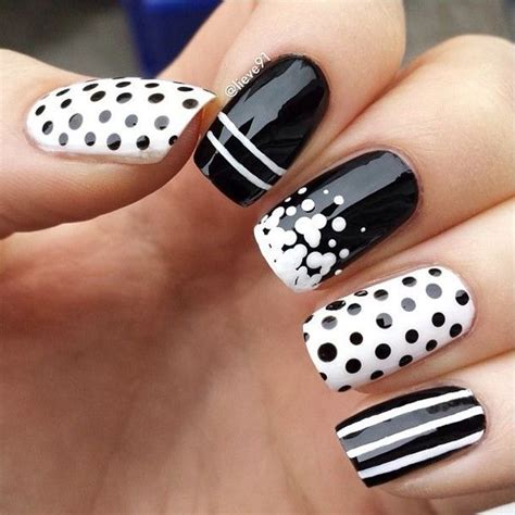 30+ Adorable Polka Dots Nail Designs | Cuded | Polka dot nail designs, Dot nail designs, Black ...