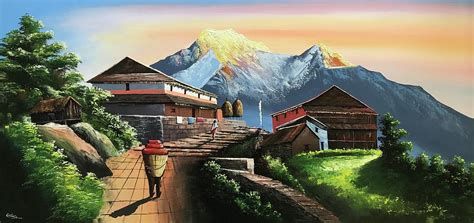 Nepal Village Painting by Gopi Shrestha - Fine Art America