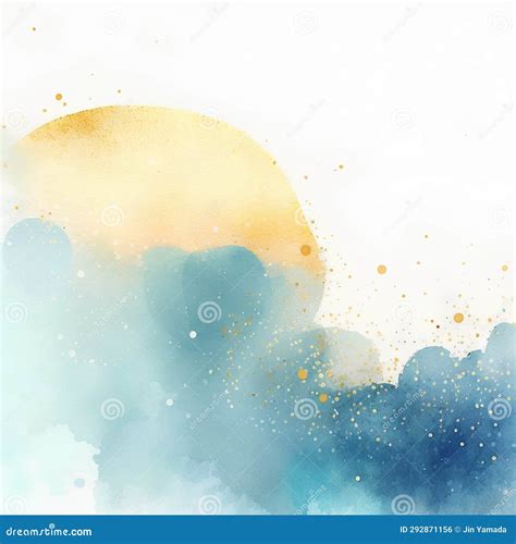 Abstract Watercolor Background with Sun and Clouds. Hand-drawn Illustration Stock Illustration ...