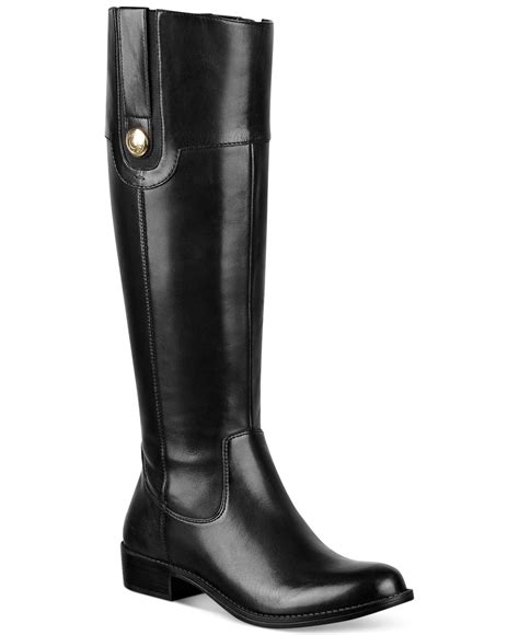 Tommy hilfiger Dalyn Wide Calf Riding Boots in Black | Lyst