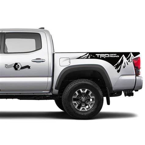 Pair TRD Off Road Side Tailgate Bed Mountain Vinyl Stickers TOYOTA Colors Decals Stickers for ...