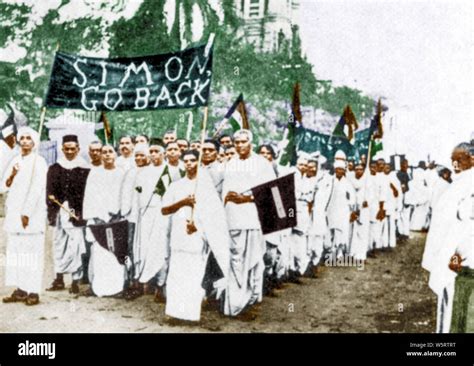 Simon Go Back procession Freedom Struggle India Asia 3 February 1928 ...