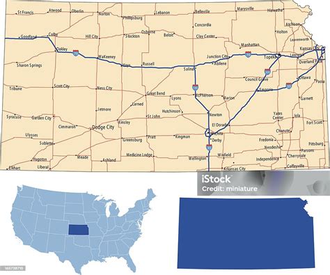 Kansas Road Map Stock Illustration - Download Image Now - Kansas, Map ...