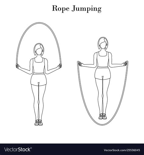 Rope jumping exercise outline Royalty Free Vector Image