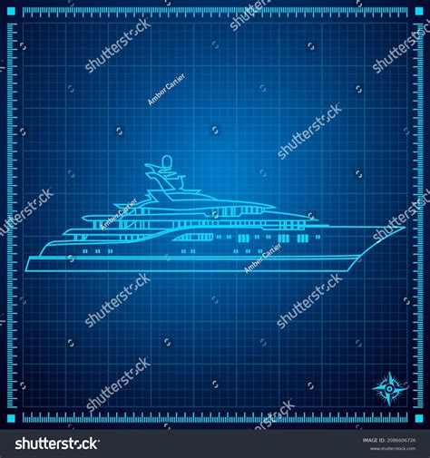 Yacht Blueprint Superyacht Concept Plan Stock Vector (Royalty Free ...