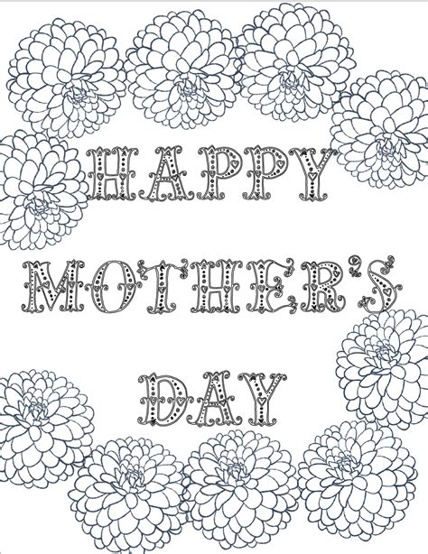 Printable Mothers Day Card To Color