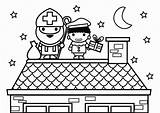Coloring Page Saint Nicholas And Black Pete On The roof  Free sketch template