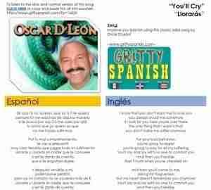 Oscar D'Leon LLoraras with Lyrics in Spanish & English side by side