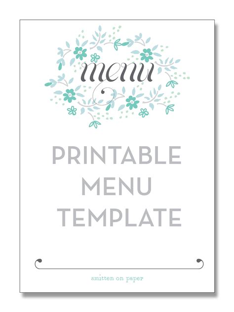 Printable Menu Template For Dinner Party - Printable Templates