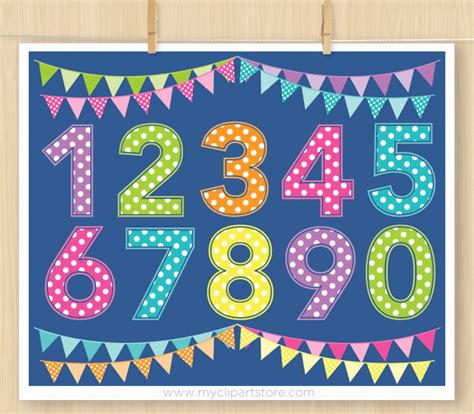 Rainbow Numbers - Premium Vector SVG Clip Art by MyClipArtStore